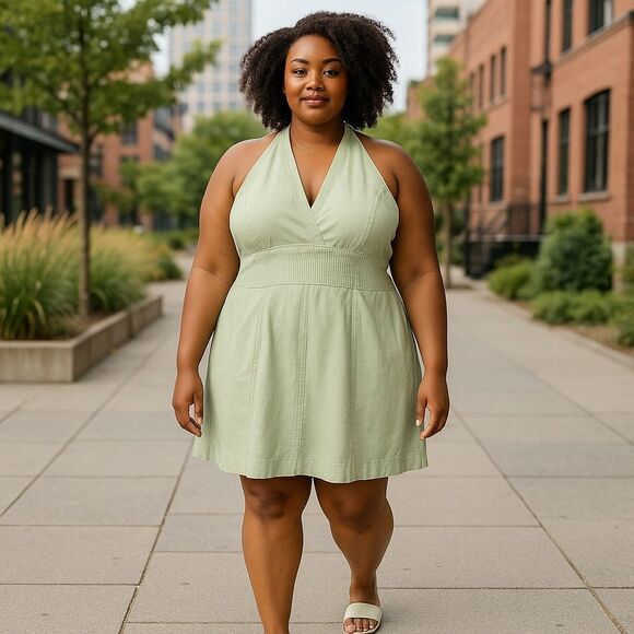 Vintage Y2K B Moss Mint Green Surplice Neckline Sleeveless Dress Size 14 - Picture 15 of 15